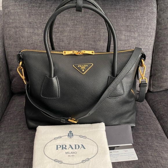 PRADA
Black Vitello Daino Leather Bauletto Top Handle Bag - Picture 4 of 17